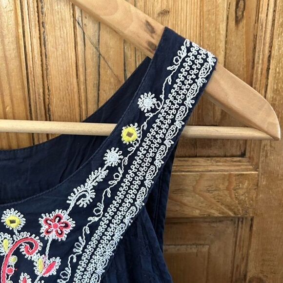 Maeve 6 Dress Navy White Red Embroidery Anthropologie Tank Pocket Shift - Picture 6 of 15